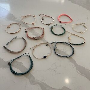 Pura Vida lot of 12 Bracelets GUC, Greens, Blues, Rose Gold